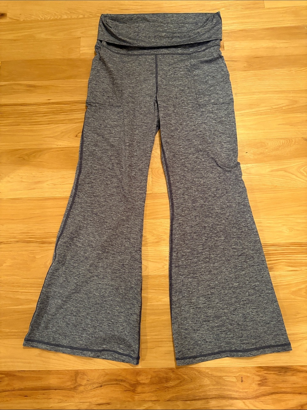 Offline by Aerie Heathered Blue Gray Fold-Over Yoga Pants